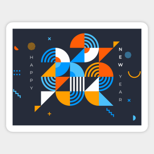 Happy New Year 2022 // Modern Geometric Design Sticker